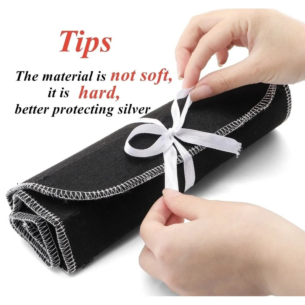 12 Pcs Silver Storage Bags Anti Tarnish, Silverware Storage Cloth Roll